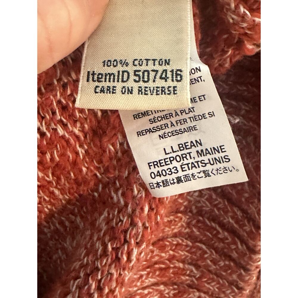 L.L. BEAN Ragg Funnel Roll Neck Sweater Orange Cotton Marled Women’s Medium Prep - Picture 3 of 6